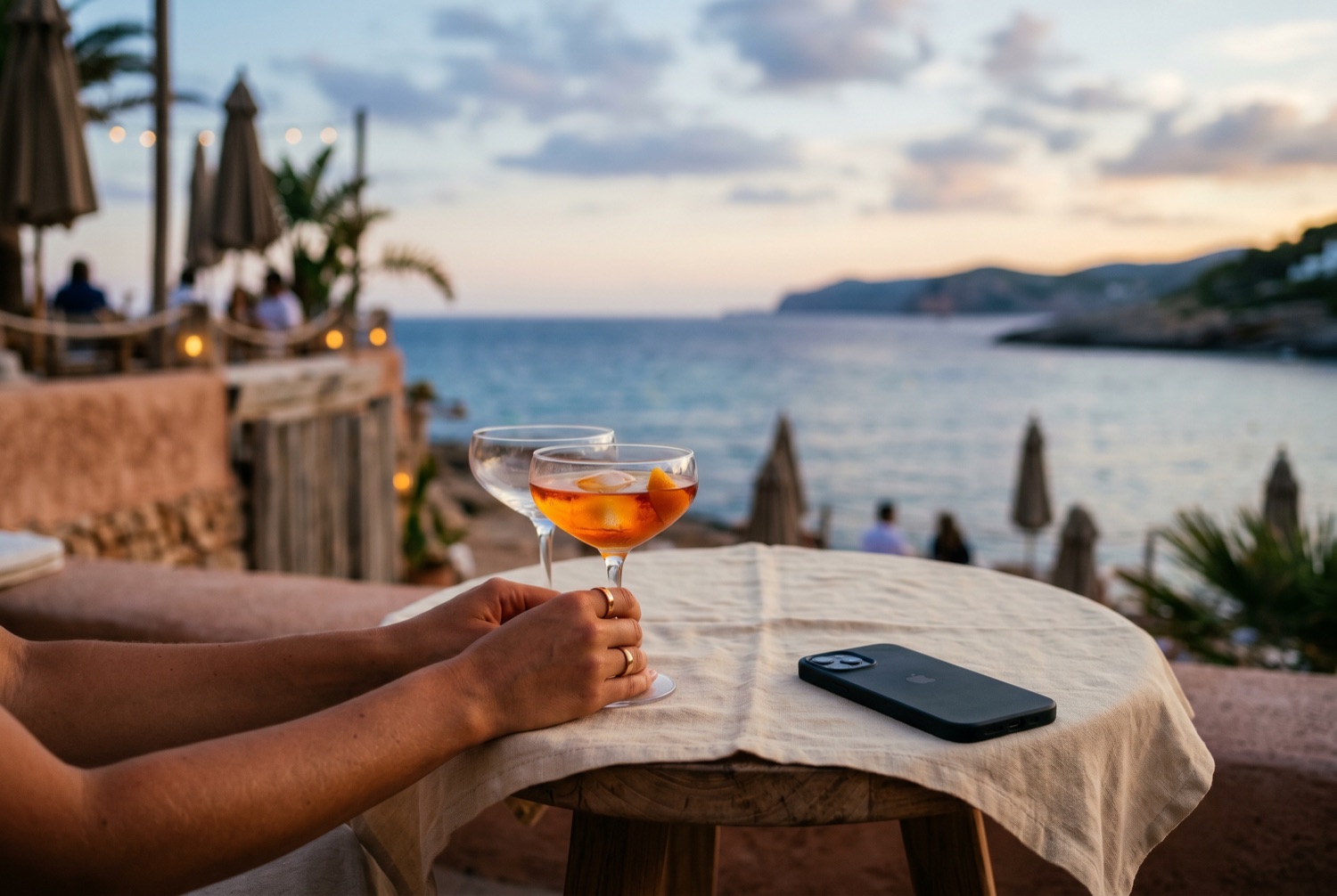 Sunset table at a Mallorca beach club